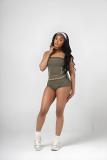 Women Contrast Strapless Top and Shorts Sports Fitness Yoga Two-piece Set