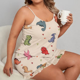 Women Animal Print Suspender Top and Shorts Two-Piece Set