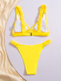 Women Bikini Solid Halter Neck Lace Starfish Sexy Two Pieces Swimwear
