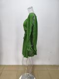 Women sexy hollow lantern sleeve v-neck off-shoulder dress