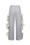 Women Spring Summer Casual Lace-Up Bow Solid Pants