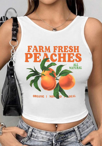Women Fruit Print Sleeveless Sexy Crop Top