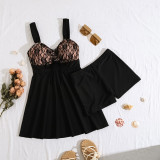 Women lace Top drawstring shorts Two Pieces Swimwear