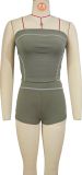 Women Contrast Strapless Top and Shorts Sports Fitness Yoga Two-piece Set