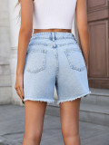 Women Floral Print Wide-Leg Denim Shorts