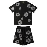 Women Spring Summer Short Sleeve Top and Shorts Two-Piece Set
