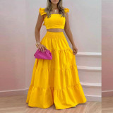 Women spring Career sexy suspender top and Skirt Casual two-piece set