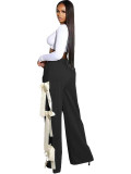 Women Spring Summer Casual Lace-Up Bow Solid Pants