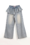 Women Spring Ruffle Denim Pants
