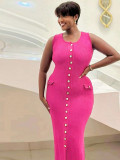 Women Casual Solid Sleeveless Ribbed Dress