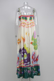 Women Elegant Print Suspender Dress