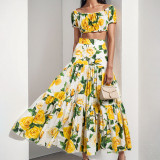 Women off-shoulder Strapless Top + skirt two-piece set