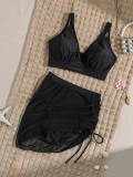Women Bikini Mesh Drawstring Sexy Two Pieces Swimwear