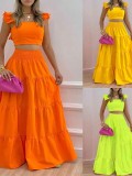 Women spring Career sexy suspender top and Skirt Casual two-piece set