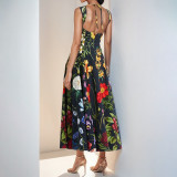 Women Spring Elegant Sleeveless Print Sexy Casual Dress