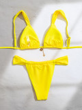 Women Bikini Solid Halter Neck Lace Starfish Sexy Two Pieces Swimwear