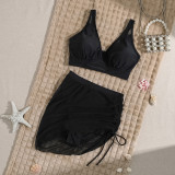 Women Bikini Mesh Drawstring Sexy Two Pieces Swimwear