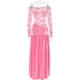 Women Summer Hollow Off Shoulder Sexy Slit Dress