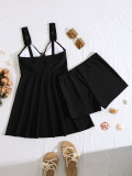 Women lace Top drawstring shorts Two Pieces Swimwear