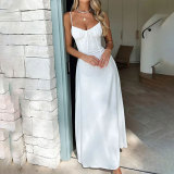 Women elegant lace solid dress