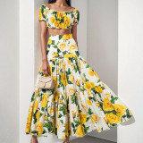 Women off-shoulder Strapless Top + skirt two-piece set