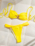 Women Bikini Solid Halter Neck Lace Starfish Sexy Two Pieces Swimwear