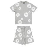 Women Spring Summer Short Sleeve Top and Shorts Two-Piece Set
