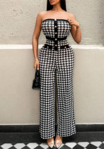 Sexy Waist Elastic Knitting Strapless Jumpsuit