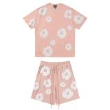 Women Spring Summer Short Sleeve Top and Shorts Two-Piece Set