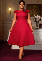 Plus Size jacquard a-line dress elegant ball gown
