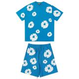 Women Spring Summer Short Sleeve Top and Shorts Two-Piece Set