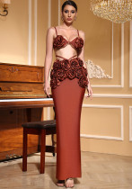 Women Summer Coffee Party Bandage Dress Two-piece Set
