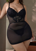 Women suspender dress lace See-Through nightdress sexy lingerie two-piece set