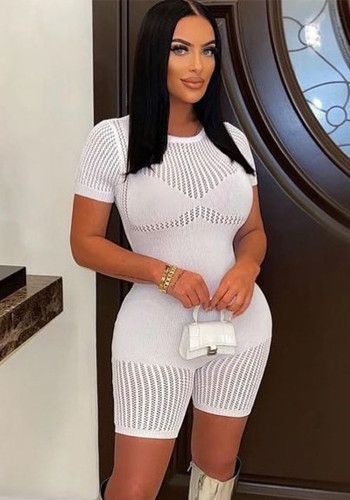 Women's zipper sexy hollow Tight Fitting Butt Lift Knitting Jumpsuit