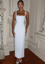 Summer women's clothing Chic elegant pearl Strap Low Back slim dress