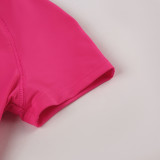 Women Basic Solid Fitted zipper short-sleeved T-shirt Bodycon skirt two-piece set