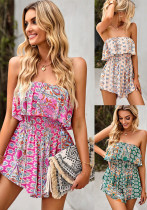 Summer Strapless Bohemian Casual wide Jumpsuit women's clothing