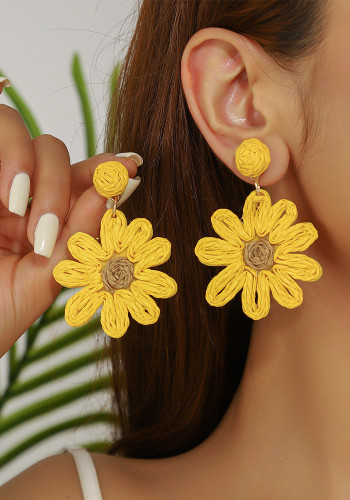 Yellow Flower Earrings Women's Holidays Sweet alloy woven earrings