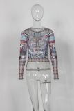 fashion slim fit Style sexy mesh crop long sleeve top t-shirt