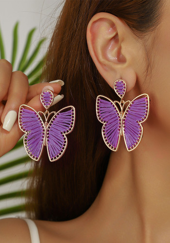 Braided purple butterfly earrings women bohemian earrings