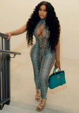 Women Summer Sexy Hollow Snake Print Jumpsuit