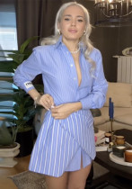 Women Summer Striped Shirt And Skirt Two-piece Set