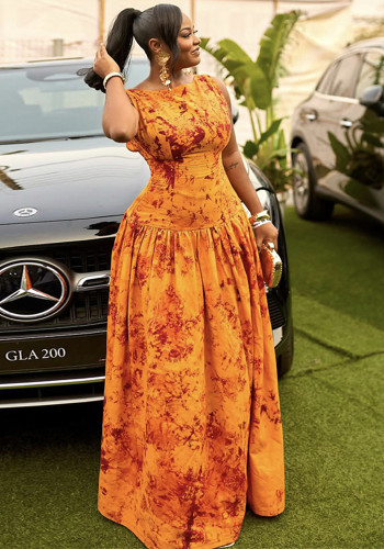 Women Summer Print Sleeveless Maxi Dress
