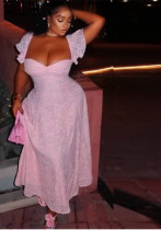 Women Strapless sexy Backless Solid Dress