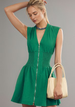 Women Career V-neck zippered cardigan dress