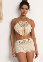 Women Crochet Tank Bikini Swimsuit Two-piece Set