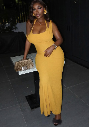 Women Summer Sexy Sleeveless Halter Neck Bodycon Dress