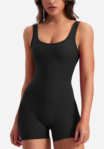 Women's Sleeveless Slim Open Waist Butt Lift Body Shaping Yoga Seamless Jumpsuit