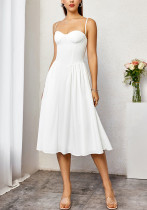 Women sexy Backless Pleated Maxi Strap Dress