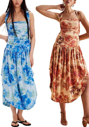 Women Holidays cross-strap print dress